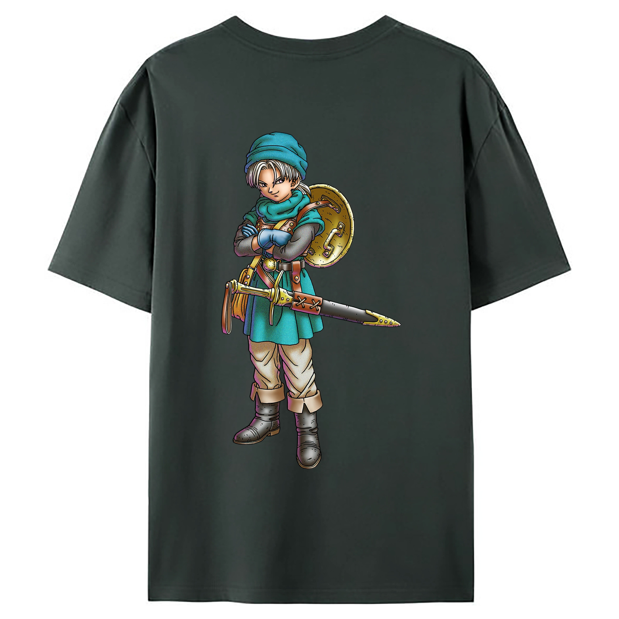 （画像用） ドラゴンクエスト Doragon Kuesuto Dragon Quest 綿100％ メンズ半袖Tシャツ（バックプリント） 通気性